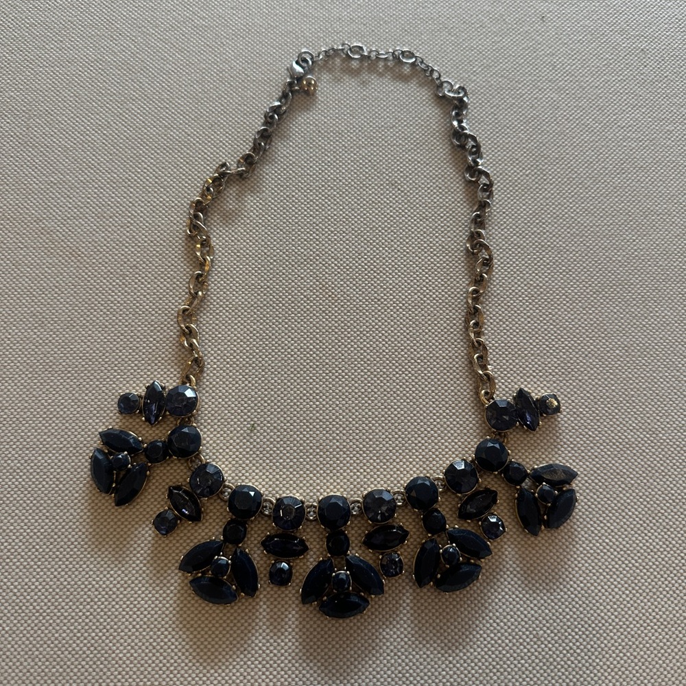 J.Crew Elegant Gold and Blue Statement Necklace